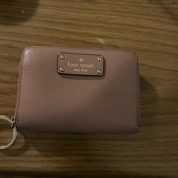 kate spade Handbags - kate spade Mauve Pink Leather Zip Card Wallet with Key Ring